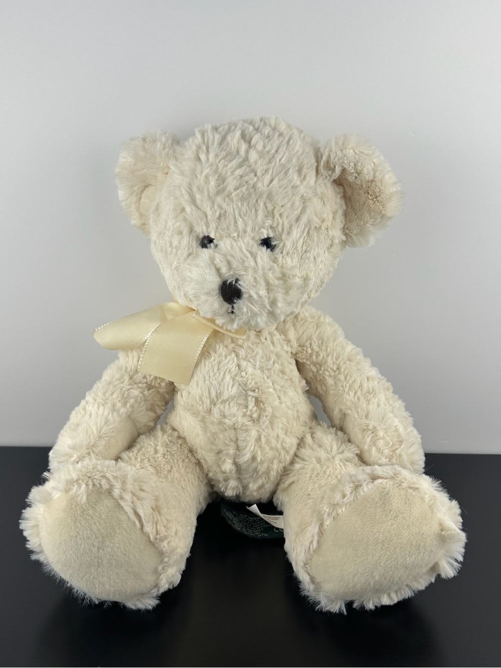 Russ Berrie Rare Eileen Teddy Bear 14” White Plush Stuffed Animal Cream Bow